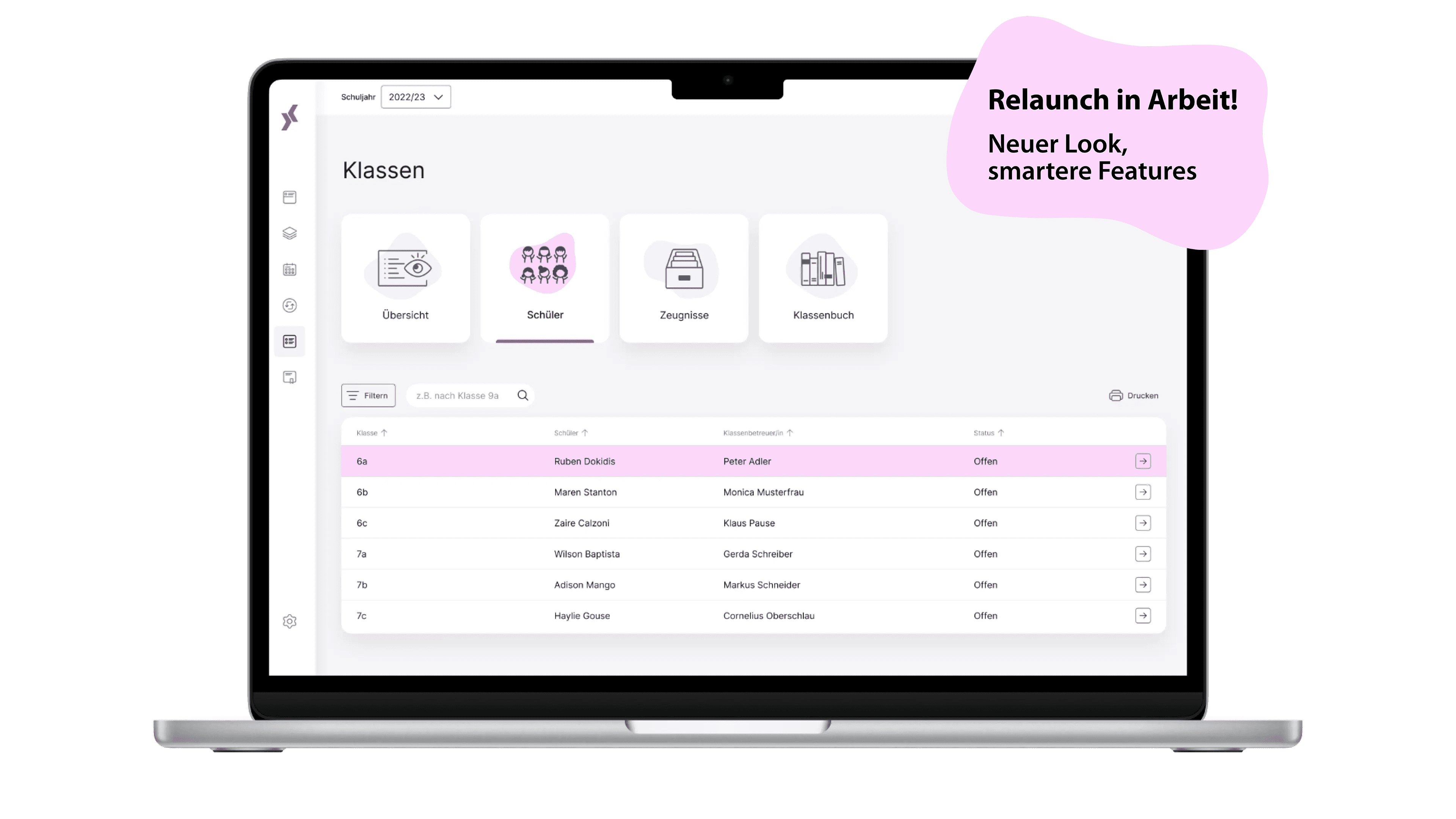 Screenshot Zeugnis Software